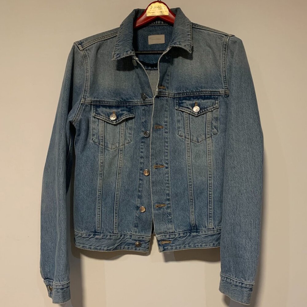 $400 Harmony Paris Men's Light Wash Denim Jean Jacket - Small